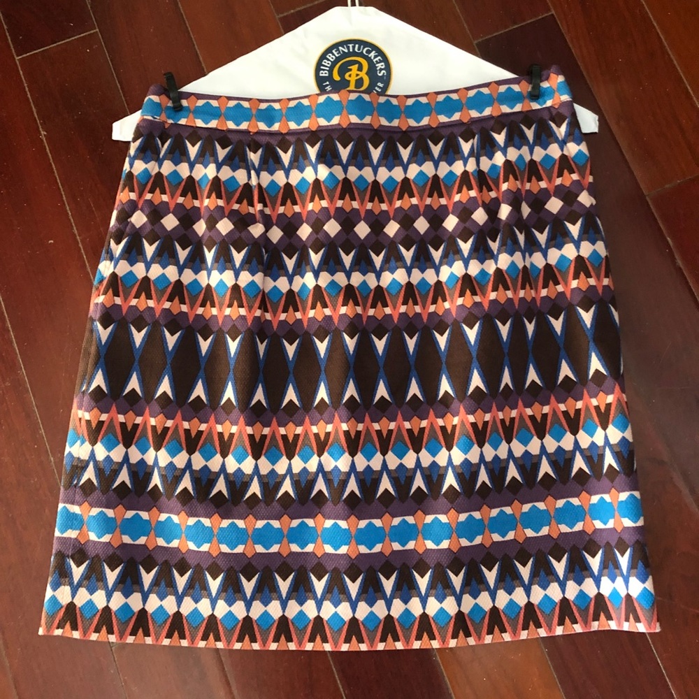 J CREW MULTICOLORED SALON MINI SKIRT SIZE 2